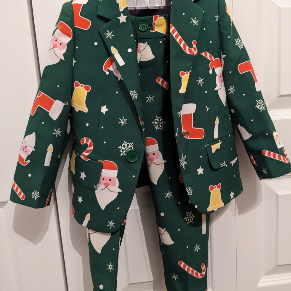OppoSuits Green Santa Kids Matching Set